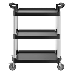 Utility Cart, 300 lbs Load Capacity, 3-tier Utility Plastic Cart with 360° Swivel Wheels (2 with Brakes), 24.4 x 16.1-inch Food Service Cart for Warehouse, Office, Home, Restaurant, Kitchen