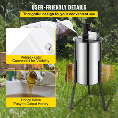 3/6 Frame Electric Honey Extractor Beekeeping Stainless Steel W/ 3 Legs