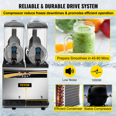 Commercial Slush Machine Margarita Slush Maker 2x15L Frozen Drink Machine