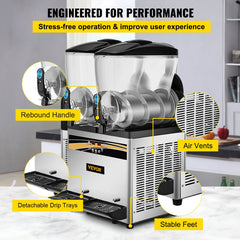 Commercial Slush Machine Margarita Slush Maker 2x15L Frozen Drink Machine