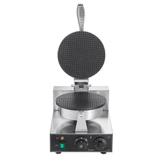 Electric Ice Cream Cone Maker, Commercial 1230W Waffle Cone Machine, Non-Stick Stainless Steel Egg Roll Mold, with Temperature and Time Control, Handle, for Restaurant Bakery Snack Bar Family