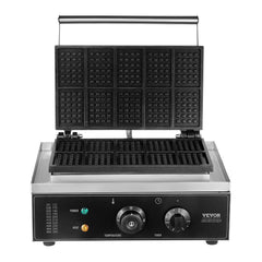 Commercial Waffle Maker, 10PCS Rectangle Waffle Baker Machine, 1550W Non-Stick Stainless Steel Belgian Waffle Iron with Temp and Time Control, Handle, for Restaurant Bakery Snack Bar Family