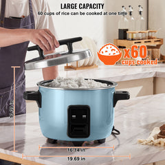 Commercial Rice Cooker, 60-Cup Rice Cooker, 13 Liter Large Rice Cooker and Warmer with Nonstick Inner Pot, Fast Cooking and 24-Hour Keep Warm, with Rice Cup and Paddle, for Restaurant