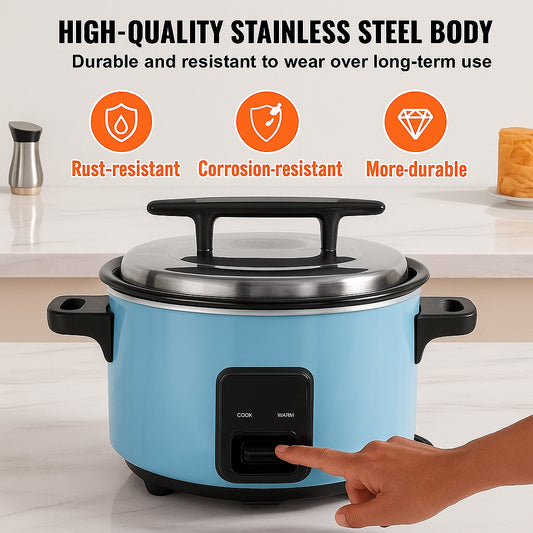 Commercial Rice Cooker, 40-Cup Rice Cooker, 8 Liter Large Rice Cooker and Warmer with Nonstick Inner Pot, Fast Cooking and 24-Hour Keep Warm, with Rice Cup and Paddle, for Restaurant