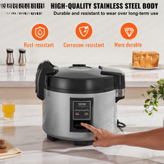 Commercial Rice Cooker 60-Cup Non-Stick Pot 13L 12H Keep Warm Restaurant