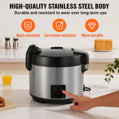Commercial Rice Cooker, 45-Cup Rice Cooker, 9 Liter Large Rice Cooker and Warmer with Nonstick Inner Pot, Fast Cooking and 12-Hour Keep Warm, with Rice Cup and Paddle, for Restaurant