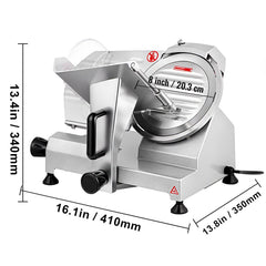 Commercial Meat Slicer, 200W Electric Deli Food Slicer, 350-400RPM Meat Slicer with 8" Carbon Steel Blade, 0 - 0.47 inch Adjustable Thickness Electric Meat Slicer for Home and Commercial Use