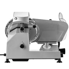 Commercial Meat Slicer, 240W Electric Deli Food Slicer with 250mm Carbon Steel Blade, Built-In Sharpener & 0-12mm Adjustable Thickness for Frozen Meat, Ham, Baguett, Steak