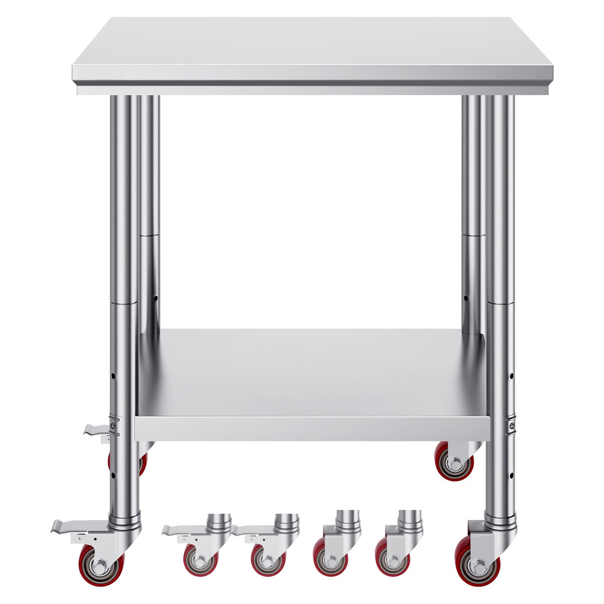 Stainless Steel Work Table with Wheels 24 x 30 Prep Table with casters Heavy Duty Work Table for Commercial Kitchen Restaurant Business (24 x 30 x 33.8 Inch)