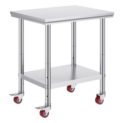 Stainless Steel Work Table with Wheels 24 x 30 Prep Table with casters Heavy Duty Work Table for Commercial Kitchen Restaurant Business (24 x 30 x 33.8 Inch)