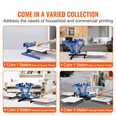 Screen Printing Machine, 1 Color 1 Station Silk Screen Printing Press, 21.2x17.7in / 54x45cm Screen Printing Press, Double-layer Positioning Pallet, Adjustable Tension for T-shirt DIY Printing