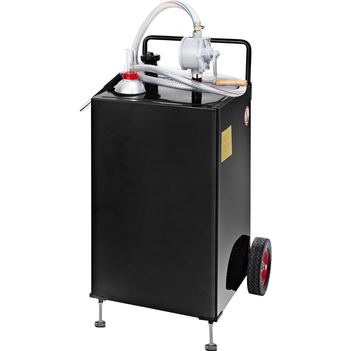 114L Gas Caddy, Fuel Storage Tank with Wheels, Portable Fuel Caddy with Manuel Transfer Pump, Gasoline Diesel Fuel Container for Cars, Lawn Mowers, ATVs, Boats, More, Black