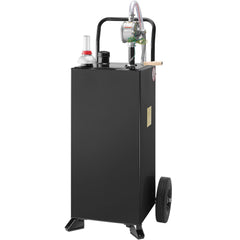 114L Gas Caddy, Fuel Storage Tank with Wheels, Portable Fuel Caddy with Manuel Transfer Pump, Gasoline Diesel Fuel Container for Cars, Lawn Mowers, ATVs, Boats, More, Black