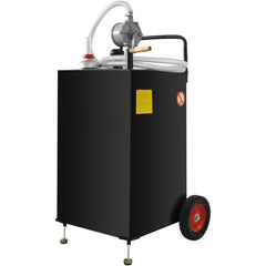 114L Gas Caddy, Fuel Storage Tank with Wheels, Portable Fuel Caddy with Manuel Transfer Pump, Gasoline Diesel Fuel Container for Cars, Lawn Mowers, ATVs, Boats, More, Black