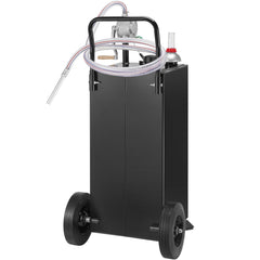 114L Gas Caddy, Fuel Storage Tank with Wheels, Portable Fuel Caddy with Manuel Transfer Pump, Gasoline Diesel Fuel Container for Cars, Lawn Mowers, ATVs, Boats, More, Black