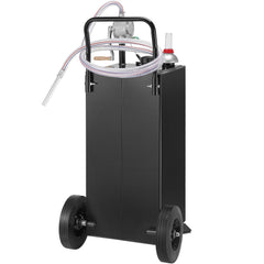 114L Gas Caddy, Fuel Storage Tank with Wheels, Portable Fuel Caddy with Manuel Transfer Pump, Gasoline Diesel Fuel Container for Cars, Lawn Mowers, ATVs, Boats, More, Black