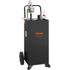 114L Gas Caddy, Fuel Storage Tank with Wheels, Portable Fuel Caddy with Manuel Transfer Pump, Gasoline Diesel Fuel Container for Cars, Lawn Mowers, ATVs, Boats, More, Black