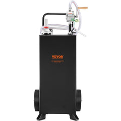 114L Gas Caddy, Fuel Storage Tank with Wheels, Portable Fuel Caddy with Manuel Transfer Pump, Gasoline Diesel Fuel Container for Cars, Lawn Mowers, ATVs, Boats, More, Black