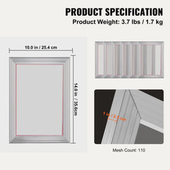 Screen Printing Kit, 6 Pieces Aluminum Silk Screen Printing Frames, 25.4 x 35.6 cm Silk Screen Printing Frame with 110 Count Mesh, High Tension Nylon Mesh and Sealing Tape for T-shirts DIY