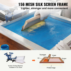 Screen Printing Kit, 6 Pieces Aluminum Silk Screen Printing Frames, 25.4 x 35.6 cm Silk Screen Printing Frame with 156 Count Mesh, High Tension Nylon Mesh and Sealing Tape for T-shirts DIY
