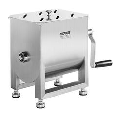 Manual Meat Mixer, 10L Fixed Tank Meat Processing Equipment(Mixing Max 15LBS for Meats), Stainless Steel Sausage Mixer Machine with Lid Handle Gear Reducer, Ground Beef Hand Mixers