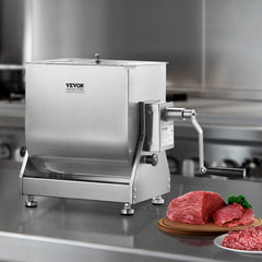 Manual Meat Mixer, 30L Tilt Tank Meat Processing Equipment(Mixing Max 30LBS for Meat), Stainless Steel Meat Mixer, Sausage Mixer Machine with Lid Handle Gear Reducer, Ground Beef Hand Mixer
