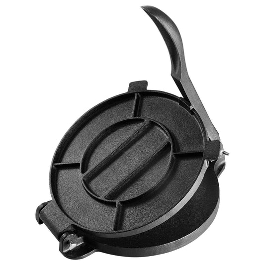 Tortilla Press, 250mm Tortilla and Roti Maker, Cast Iron Heavy Duty Tortilladora Press, Pre-Seasoned Pataconera Maker with 100 Pcs Parchment Paper, Dough Maker for Flour Tortilla, Tawa, Silver