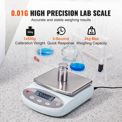 Analytical Balance Lab Scale 2000g x 0.01g 13 Units Conversion Electronic