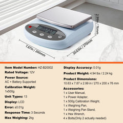 Analytical Balance Lab Scale 2000g x 0.01g 13 Units Conversion Electronic
