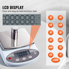 Analytical Balance Lab Scale 2000g x 0.01g 13 Units Conversion Electronic