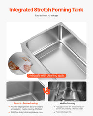 Commercial Food Warmer, 2-Pan Electric Steam Table, 1200W Professional Countertop Stainless Steel Buffet Bain Marie with 30-85°C Temp Control for Catering, Buffet, Parties, Restaurants