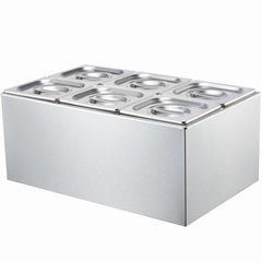 Commercial Food Warmer, 6-Pan Electric Steam Table, 1200W Professional Countertop Stainless Steel Buffet Bain Marie with 30-85°C Temp Control for Catering, Buffet, Parties, Restaurants