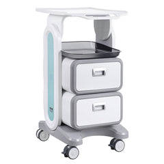3 Tiers Lab Carts, Lab Utility Cart with 2 Drawers & 1 Top Tray, Mobile Medical Cart with ABS Material, Lab Rolling Cart with 4 Silent Wheels for Lab, Clinic, Hospital, Salon, White