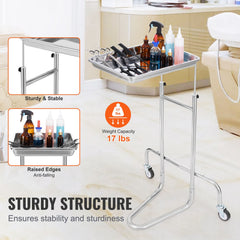 Stainless Steel Lab Cart with Single Tray & 2 Silent Wheels for Lab Clinic