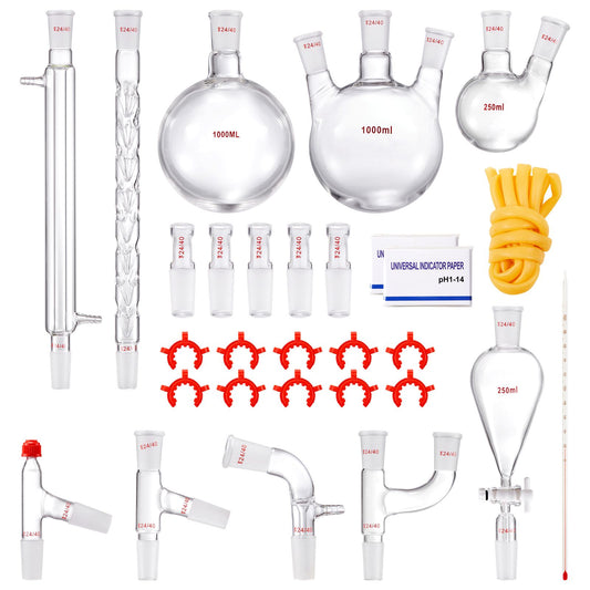 Lab Glassware Distillation Kit 1000ml 3.3 Boro 29 pcs Glassware Equipment