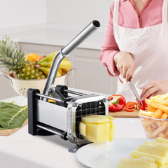 French Fry Cutter, Potato Slicer with 1/2-Inch and 3/8-Inch Stainless Steel Blades, Manual Potato Cutter Chopper with Suction Cups, Great for Potato, French Fries, Cucumber, Vegetables, Carrot