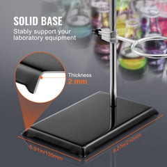 Lab Stand Support, Laboratory Retort Support Stand 2 Sets, Steel Lab Stand 23.6" Rod and 8.3" x 5.3" Cast Iron Base, Includes Flask Clamps, Burette Clamps and Cross Clamps