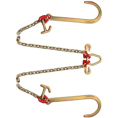 V Bridle Chain, 5/16 in x 2 ft Tow Chain Bridle, Grade 80 V-Bridle Transport Chain, 9260 Lbs Break Strength with TJ Hooks & Grab Hooks, Heavy Duty Pear Link Connector and Chain Shorteners