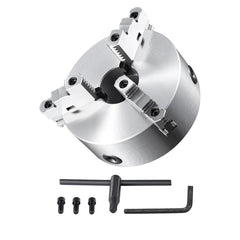 3-Jaw Lathe Chuck, 200 mm, Self-Centering Lathe Chuck, 4-200 mm Clamping Range with T-key Fixing Screws Hexagon Wrench, for Lathe 3D Printer Machining Center Milling Drilling Machine