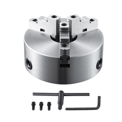 3-Jaw Lathe Chuck, 200 mm, Self-Centering Lathe Chuck, 4-200 mm Clamping Range with T-key Fixing Screws Hexagon Wrench, for Lathe 3D Printer Machining Center Milling Drilling Machine