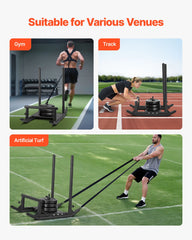 Weight Sled, Steel Power Sled, Fitness Strength Training Sleds for Athletic Exercise Speed Improvement, Workout Fitness Equipment with Handle, Compatible with 25/51 mm Weight Plates, Black