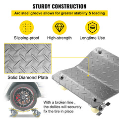 2 Pcs Tire Wheel Dollies 12"X16" Platform Size Wheel Car Dolly 3" Caster Wheel Dolly for Vehicle Car Auto Repair (2 Pcs)