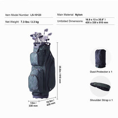 Golf Cart Bag with 14 Way Organizer Divider Top, 36” 11 Pockets Premium Nylon Cart Bag, Durable Golf Bags with Handles & Dust Cover & Detachable Straps for Men & Women, Army Green