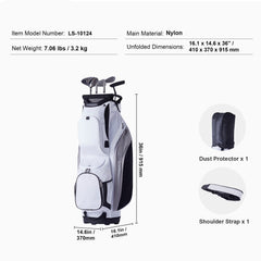 Golf Cart Bag with 14 Way Organizer Divider Top, 36” 13 Pockets Premium Nylon Cart Bag, Durable Golf Bags with Handles & Dust Cover & Detachable Straps for Men & Women, White Color-Block