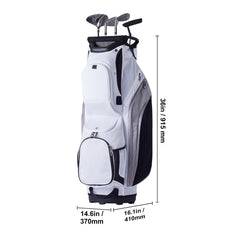 Golf Cart Bag with 14 Way Organizer Divider Top, 36” 13 Pockets Premium Nylon Cart Bag, Durable Golf Bags with Handles & Dust Cover & Detachable Straps for Men & Women, White Color-Block