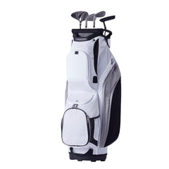Golf Cart Bag with 14 Way Organizer Divider Top, 36” 13 Pockets Premium Nylon Cart Bag, Durable Golf Bags with Handles & Dust Cover & Detachable Straps for Men & Women, White Color-Block