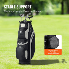 Golf Cart Bag with 14 Way Organizer Divider Top, 13 Pockets Premium Cart Bag, Durable 600D Polyester Fabric Golf Bags with Handles & Dust Cover & Detachable Straps for Men & Women, Black Color-Block