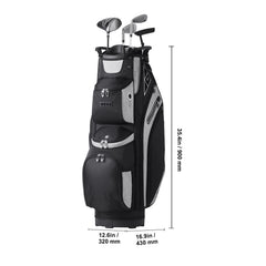 Golf Cart Bag with 14 Way Organizer Divider Top, 13 Pockets Premium Cart Bag, Durable 600D Polyester Fabric Golf Bags with Handles & Dust Cover & Detachable Straps for Men & Women, Black Color-Block