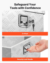 Trailer Tongue Box, 838 x 483 x 457 mm Aluminum Trailer Tongue Tool Box, Heavy Duty Storage Organizer with Lock & Keys, Utility Tool Chest for Pickup Truck Bed, RV, SUV, Off-Road Vehicle, Silver