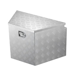 Trailer Tongue Box, 838 x 483 x 457 mm Aluminum Trailer Tongue Tool Box, Heavy Duty Storage Organizer with Lock & Keys, Utility Tool Chest for Pickup Truck Bed, RV, SUV, Off-Road Vehicle, Silver